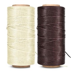 Flexzion Waxed Thread – 284 Yards 0.8mm 4.13 x 1.97 inches, Dark Brown/Beige