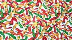 GREEN RED JALAPEOÑO CHILI PEPPERS ON WHITE POLY COTTON FABRIC 60″ By the Yard
