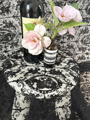 55 Inch Lace Fabric Soft Black Skull Lace Fabric Cross Floral Tulle Fabric for D