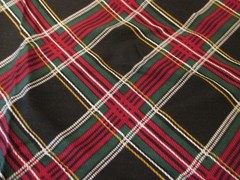 Cotton Blend FABRIC Hamil Textiles Christmas Cats Border on Tartan Plaid 1yd 34″
