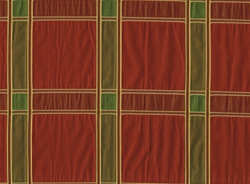 Braemore Fabric Check Rust Green Drapery Upholstery