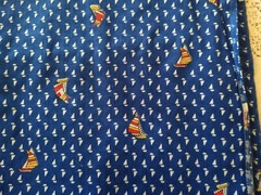 REMNANT Seersucker Cotton Fabric Nautical Ships Sailing Regatta Yacht Plisse 15″