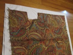 Decorator Fabric Remnant Paisley Floral Red Blue Green Gold 34” x 33”/40”