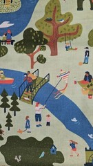SOLVEJG MAKARETZ Jo-Ann HTF Park/Picnic/People Cotton Fabric 3.25 Yards X 43″
