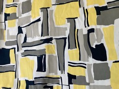 VTG Fabric Geometric Black-Yellow-Gray-White Pattern 48″x97″ Exclusive For Joann