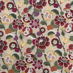 Heavy Woven Jacobean Floral Fabric Jacquard Tapestry Upholstery 3 Yards 57”x110”