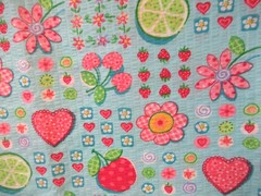 FLOWERS AND FRUITS GIRLY Allover BLUE Cotton CRINKLED Fabrics SBTY x 44″