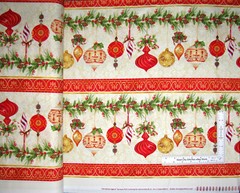 Christmas Ornament Border Stripe Fabric By the Yard Cotton by Henry Glass