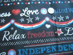 Lot of Patriotic Red White Blue Fabric Pieces Flag Words & Valance