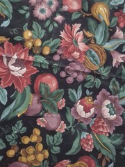 ​5 Yds Stanley King Studio Floral Fruit Chintz Fabric Teflon Screen Print…