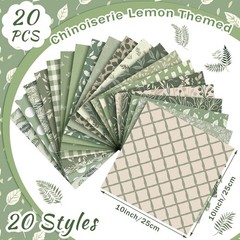 Sage Green Quilting Fabric Bundle – 20 Precut 10”x10” Squares for Patchwork