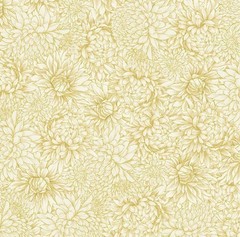 Timeless Treasures Lotus Garden Cream and Gold Flower Cotton Fabric by the Yard