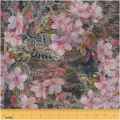 Pink Paisley Floral Microfiber Fabric for Upholstery and Crafts