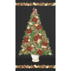 Robert Kaufman – Holiday Flourish Peppermint Twist – 24″ Tree Panel Black