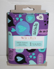 Waverly Purple Blue Fabric So Cute XOXO Hearts 100% Cotton 1 Yard 36 x 44 in NEW