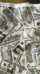 Lot 3.8 Yards Cotton Blend Fabric Novelty US Money Print Misc Bills New 44″ Wide