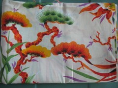 Tropical Floral Print Cotton Fabric 1 1/2 yds. orange/green colors