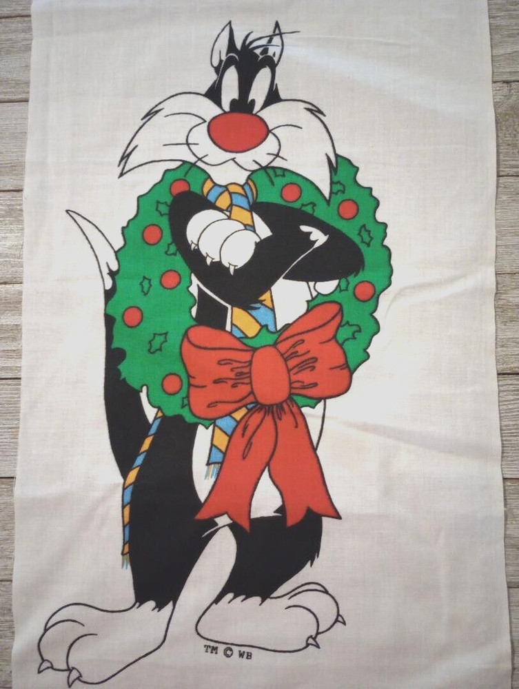 looney tunes sylvester christmas fun fabric large print 14 x 8 inch