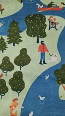 SOLVEJG MAKARETZ Jo-Ann HTF Park/Picnic/People Cotton Fabric 3.25 Yards X 43″