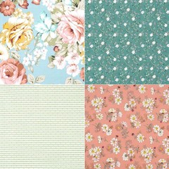 7PCS Cotton Fabric Fat Quarters 18×22 Inches Sewing Quilting Craft Peony Lily