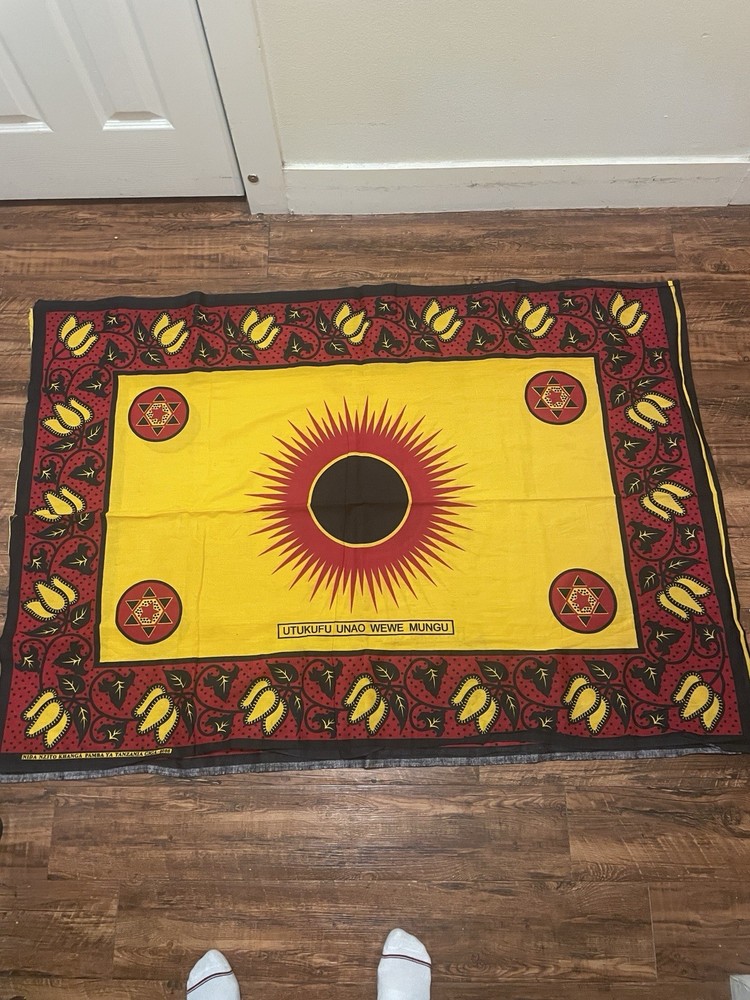Tanzanian Kanga Fabric Uncut Doti 115×42 Cotton Swahili Text Tanzania GIGA 8088