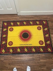 Tanzanian Kanga Fabric Uncut Doti 115×42 Cotton Swahili Text Tanzania GIGA 8088