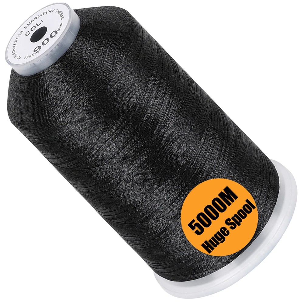 New brothread – Single Huge Spool 5000M Each Polyester 5500 yards, Black-900