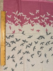 44×23” KOKKA Echino BIRDSONG Pink Cotton Linen Fabric OOP Etsuko Furuya Japan