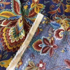 Fashion Fabric Cotton Multi Color . Brown Gold Blue Green Design 39”X41”