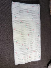 23” Cotton Twill Fabric White Cherry Polka Dot Print Medium Remnant 56”wide