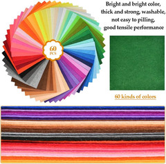 60Pcs Stiff Felt Fabric Sheets, 12 X 12 Inches Assorted Felt Sheets Craft Felt S