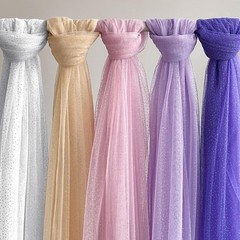 Sewdudely 60″ Light Blue Tulle Glitter Shiny Silver 1 Yard,