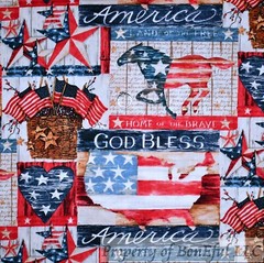 BonEful Fabric FQ Cotton Quilt Red White Blue American Flag Horse Heart Star Kid