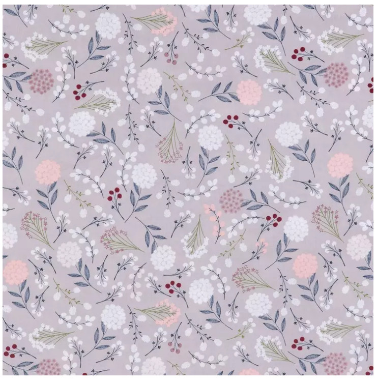 Berry Leaves Cotton Calico Fabric Priced By the Yard New