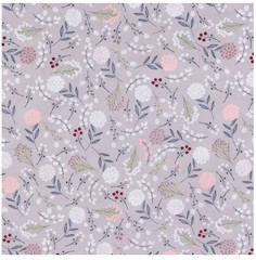 Berry Leaves Cotton Calico Fabric Priced By the Yard New