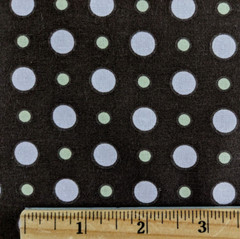BTY x 44″ PALE PINK POLKA DOTS on Brown Background FCI CLASSIC COTTONS Fabric