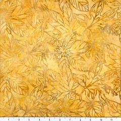 1 Yard Cut of Lunn Fabric Leaf Sketch Batik 100% Cotton 9051 Honey Gold Brown