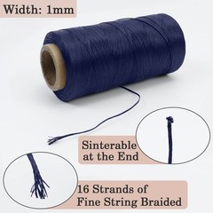 JeogYong 1mm Waxed Thread, 284 Yards 150D Flat Leather Sewing Dark Blue