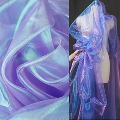 3.3 Yards Purple Organza Fabric, Holographic Iridescent, 59″ Wide for Weddings,