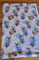 Joann Fabric Victorian Birds, Flowers, Butterfly Pink Polka Dot Gold Filigree