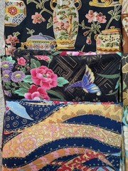 Lot of 10 fat quarters Asian Metallic cotton fabric Hoffman, Robert Kaufman