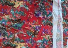 Cal Prints by Stanton-Kutasi Fabric, Red Jungle Print, 58″ x 108″, 3 Yards