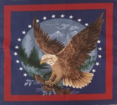 Wamsutta~”#2 Eagle Landing in Circle w/Stars”~Cotton Fabric Panel~ 15.75″x15.25″