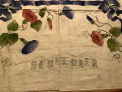 VTG FABRIC PANEL WITH STAMPED DESIGN MORNING GLORY 1930s or 40’s ?