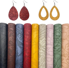 Flower Leaf Embossed Faux Leather Sheets, 9 Pcs 8″X12″ (20Cm X 30Cm) Flower Bump