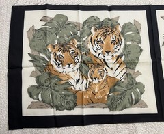 Pillow Throw Panel Front/Back Tigers In Jungle Vintage 70s Fabric 45 X 18 Uncut