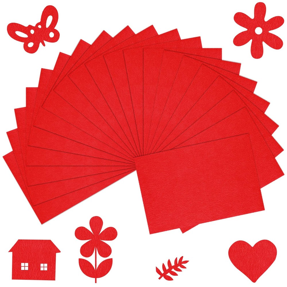 20 PCS Red Felt Fabric Sheet 8×12 Inch Assorted Color Sheets For Crafts