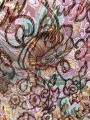 Multicolor with green & Gold Metallic Iridescent Fabric By the Yard 44″