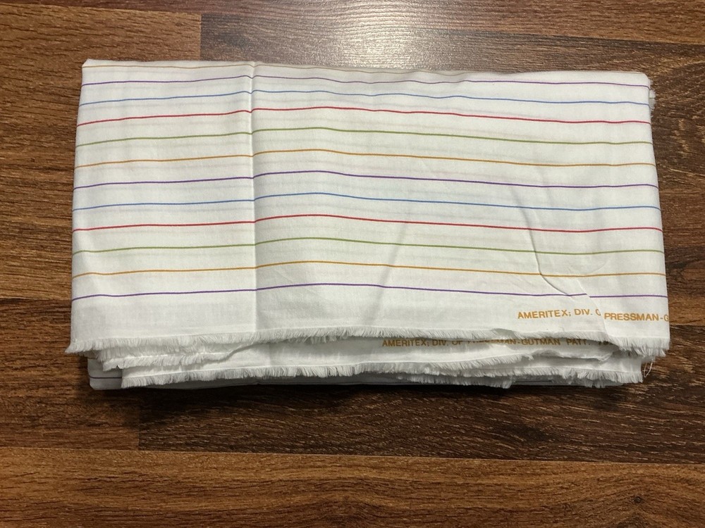 1989 Ameritex Fabric Pressman-Gutman #1927 Colored Stripes On White 102” X 58”
