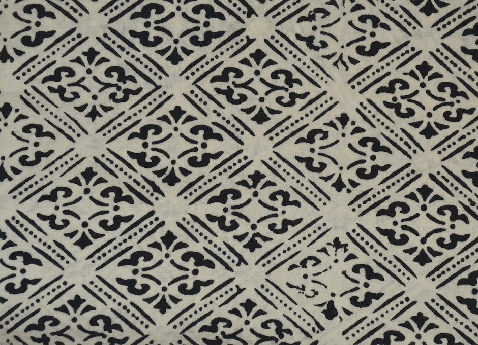 White & Black Hand Block 20 Yard 100%Cotton Fabric NO TARRIF CHARGES 100%✅KK17
